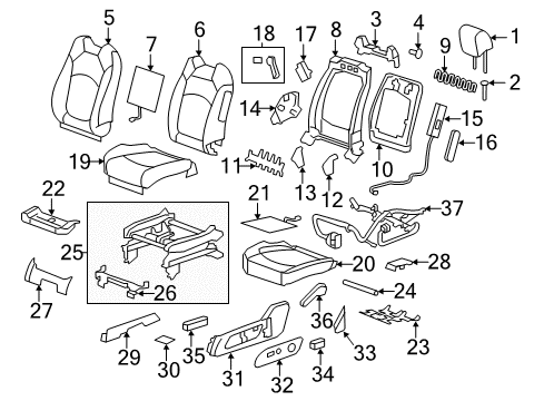 2008 Buick Enclave Cover, Front Seat Adjuster Bolt Finish *Medium Cashmere Diagram for 15901147