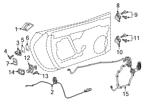 2014 Chevy Corvette Front Side Door Latch Assembly(Includes Cables & Handle) *Ebony Diagram for 22894949