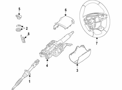 2022 Cadillac XT6 Cover Assembly, I/P Strg Col Lwr Tr *Titanium Diagram for 84497752