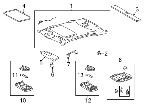 2009 Pontiac Vibe Interior Trim - Roof Diagram 1 - Thumbnail