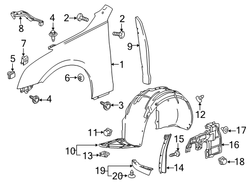 2017 Cadillac ATS Fender Assembly, Front (Rh) Diagram for 23386278