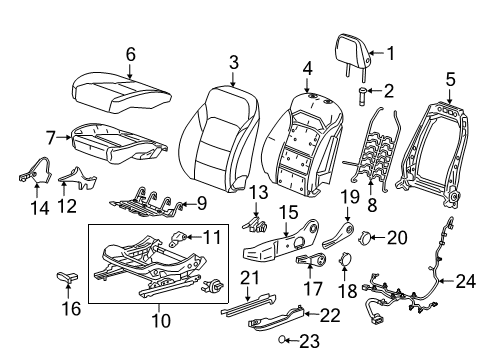 2021 Chevy Traverse Driver Seat Components Diagram