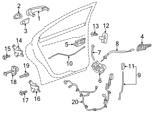 2019 Chevy Sonic Rear Side Door Window Regulator Diagram for 95391133