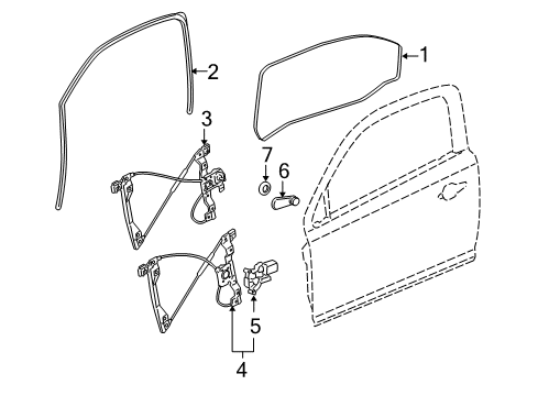 2010 Chevy Cobalt Weatherstrip Assembly, Front Side Door Window Diagram for 20906468