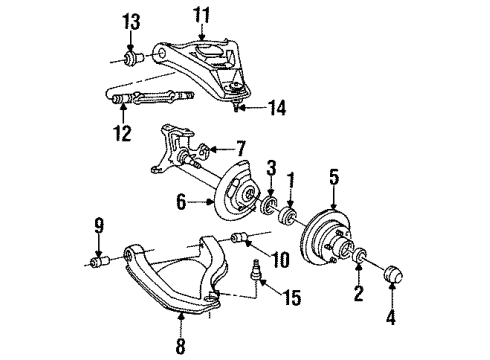 1996 Cadillac Fleetwood Front Suspension, Control Arm Diagram 1 - Thumbnail