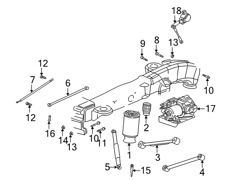 2004 Buick Rainier Rear Suspension, Control Arm Diagram 1 - Thumbnail