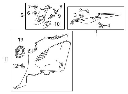 2024 Chevy Camaro Clip, Body Lock Pillar Upper Trim Panel Diagram for 84301090