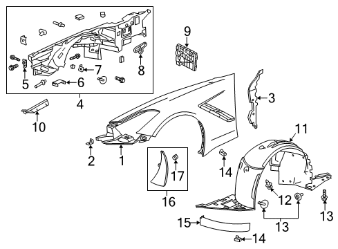 2019 Chevy Corvette Fender & Components Diagram