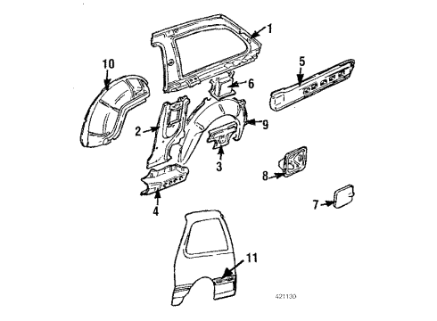 1988 Chevy Sprint Glass Diagram for 96055063