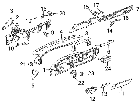 2005 Chevy Suburban 2500 Instrument Panel, Body Diagram