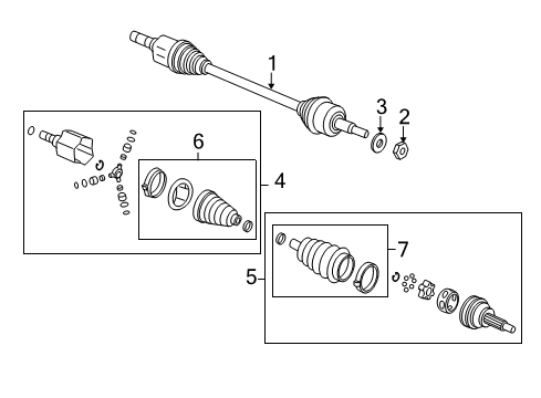 2007 Pontiac Torrent Drive Axles - Rear Diagram