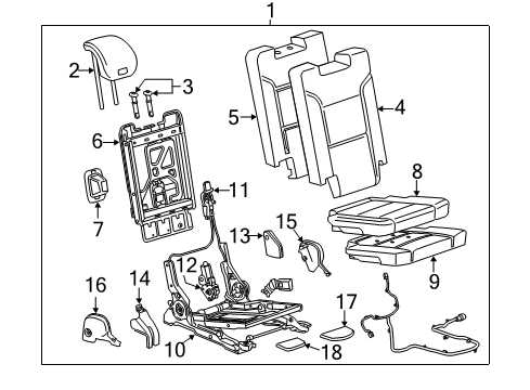 2016 GMC Yukon Motor Assembly, 3Rd Row Seat Back Pivot Actuator Diagram for 23169391