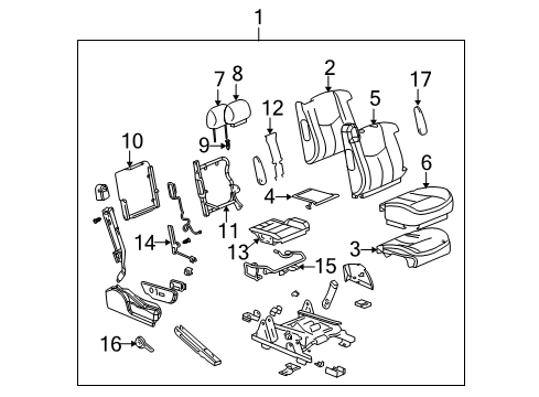 2005 GMC Sierra 1500 Seat Asm,Pass (W/ Belt) Diagram for 89045679