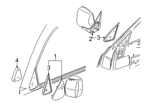 2001 GMC Sierra 2500 Outside Mirrors Diagram 3 - Thumbnail