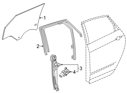 2019 Cadillac XT5 Rear Door - Glass & Hardware Diagram