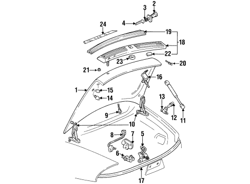 1999 Oldsmobile Aurora Trunk Lid & Components, Exterior Trim, Trim Diagram