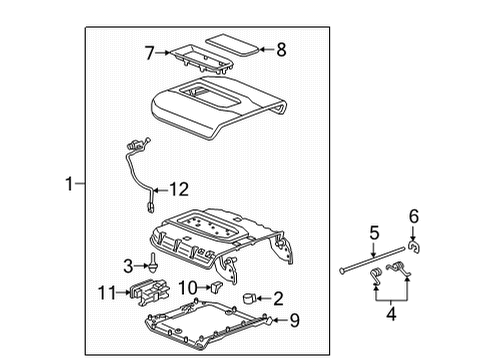 2022 Chevy Tahoe Cover, F/Flr Cnsl A/Rst Hge *Black Diagram for 84906232