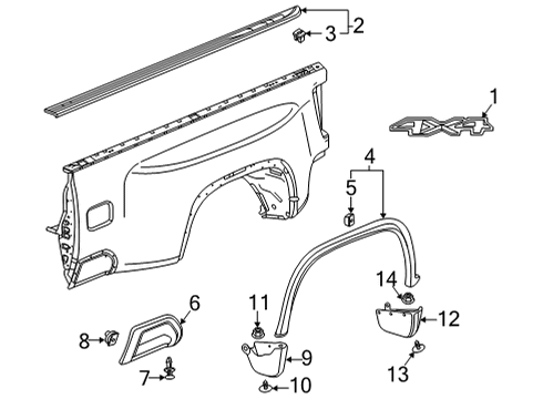 2023 GMC Sierra 3500 HD Exterior Trim - Pick Up Box Diagram 9 - Thumbnail