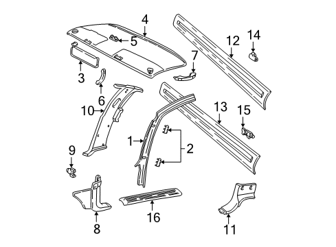 2000 Chevy C3500 Interior Trim - Cab Diagram 9 - Thumbnail