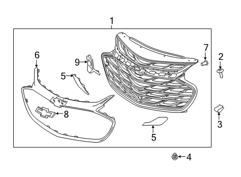 2019 Chevy Cruze Grille & Components Diagram