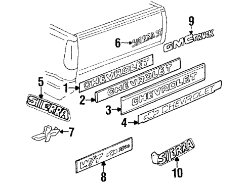 1992 GMC C3500 Exterior Trim - Pick Up Box Diagram 5 - Thumbnail