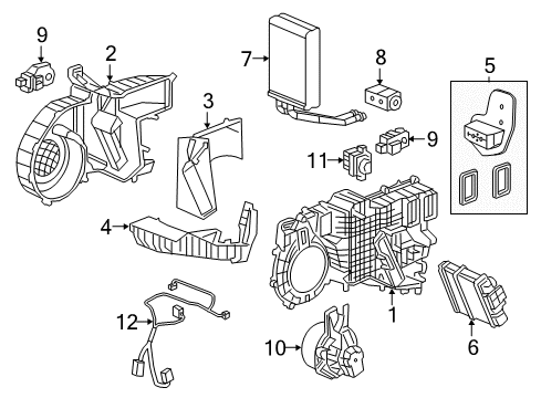 2016 Cadillac CT6 A/C Evaporator & Heater Components Diagram 3 - Thumbnail