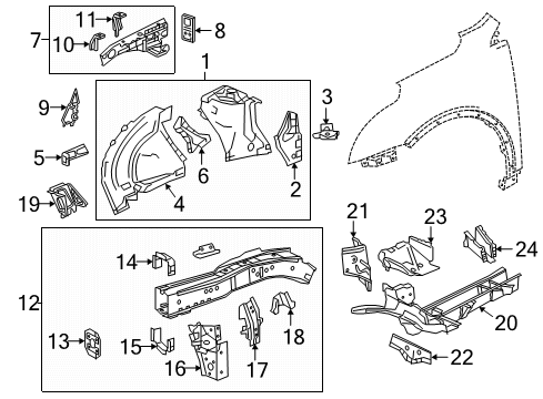 2020 Cadillac XT5 Structural Components & Rails Diagram