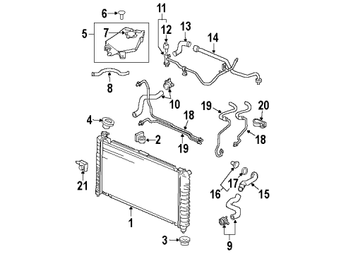 2004 Oldsmobile Silhouette Radiator & Components Diagram