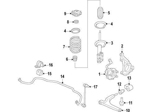 2022 Chevy Malibu Suspension Components, Lower Control Arm, Stabilizer Bar Diagram