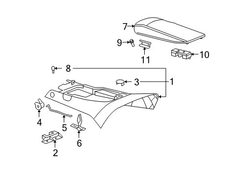 2006 Chevy Corvette Hinge Assembly, Front Floor Console Compartment Door Diagram for 10324493