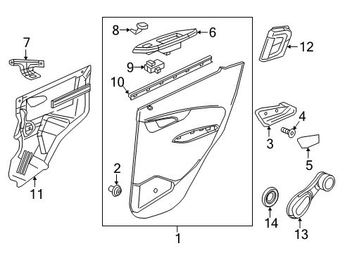 2021 Chevy Spark Panel Assembly, Rear Side Door Upper Rear Trim *Black Diagram for 42469808