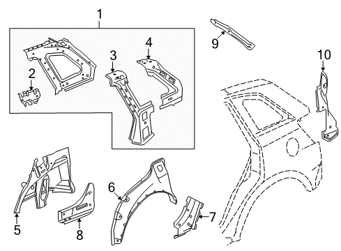 2009 Saturn Vue Inner Structure - Quarter Panel Diagram 2 - Thumbnail