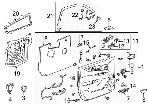 2016 Cadillac Escalade ESV Cap, Front Side Door Armrest Pull Cup Bolt *Choccachino Diagram for 23486260