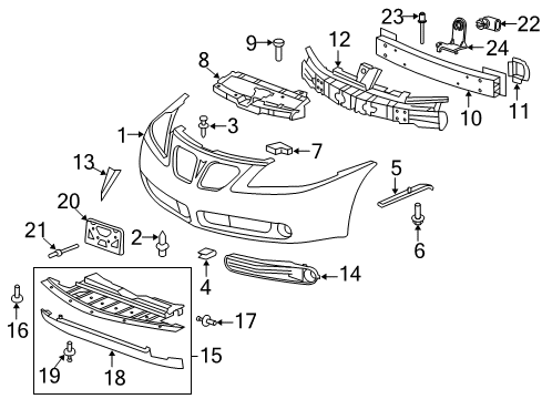 2009 Pontiac G6 Grille Asm,Radiator Lower (L.H.) *Black Diagram for 15243289