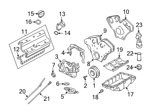 2004 Cadillac CTS Engine Parts & Mounts, Timing, Lubrication System Diagram 5 - Thumbnail