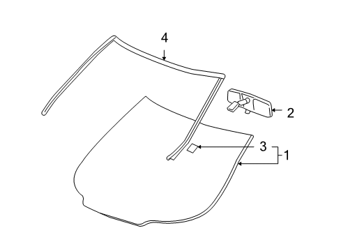 2006 Chevy Uplander Windshield Glass, Reveal Moldings Diagram