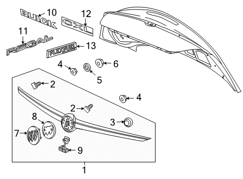 2011 Buick Regal Exterior Trim - Trunk Lid Diagram