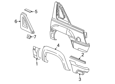 2002 Chevy Avalanche 2500 Molding Assembly, Roof Panel Joint Finish Diagram for 15056799