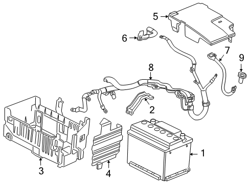 2016 Chevy Cruze Cable Assembly, Battery Positive & Negative Diagram for 39003904