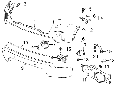 2019 GMC Sierra 1500 Front Bumper Cover *Serv Primer Diagram for 84542588