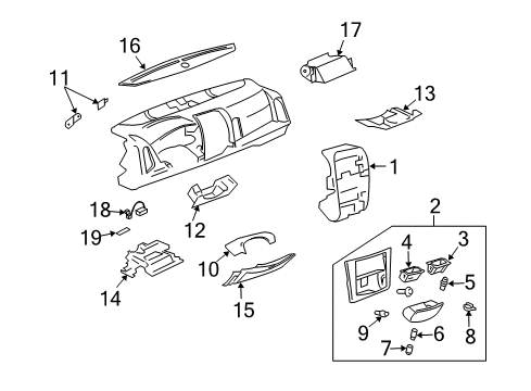 2004 Cadillac SRX Cluster & Switches, Instrument Panel Diagram 3 - Thumbnail