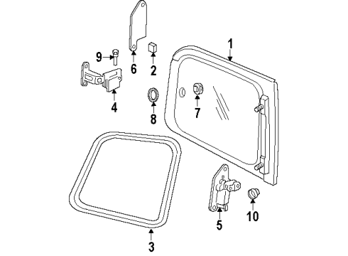 2004 Oldsmobile Silhouette Side Panel - Glass & Hardware Diagram