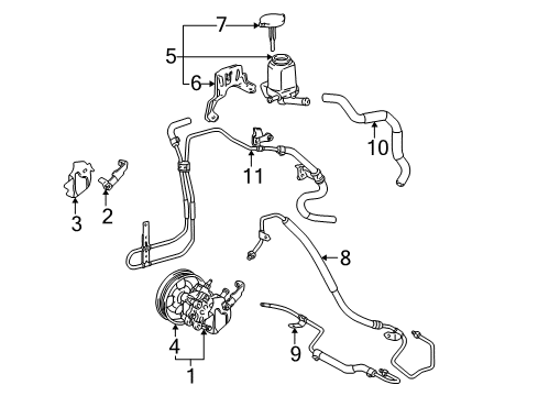 2004 Pontiac Vibe P/S Pump & Hoses, Steering Gear & Linkage Diagram