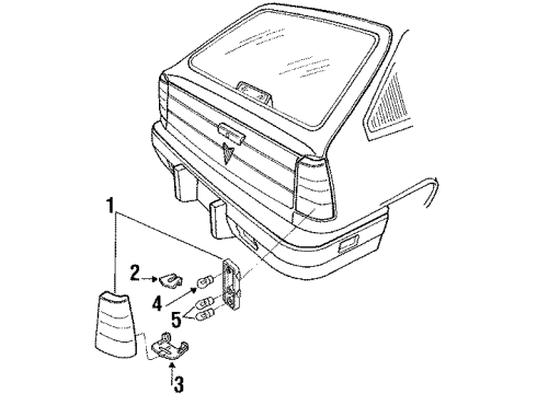 1990 Pontiac LeMans Lamp Assembly, Rear (Lh)(N08, T5Q) Diagram for 5974271