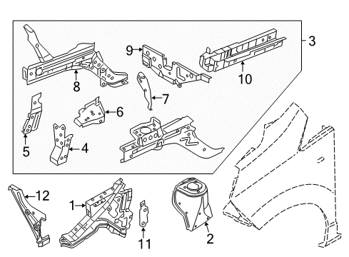 2017 Chevy City Express Housing,Front Shock Absorber Upper Diagram for 19317670