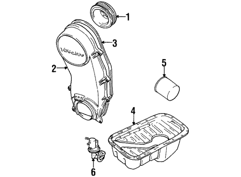 1998 Chevy Tracker Engine Parts, Mounts, Cylinder Head & Valves, Camshaft & Timing, Oil Pan, Oil Pump, Crankshaft & Bearings, Pistons, Rings & Bearings Diagram