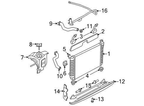 2001 Buick Century Radiator & Components Diagram