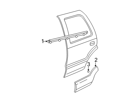 2004 Cadillac Escalade Exterior Trim - Rear Door Diagram