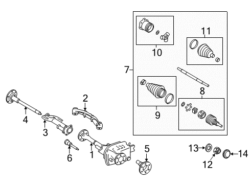 2016 GMC Sierra 1500 Carrier & Front Axles Diagram