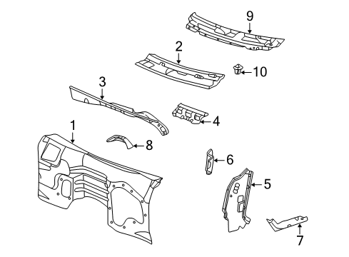 2003 Chevy Trailblazer Reinforcement, Plenum Panel Diagram for 15752309